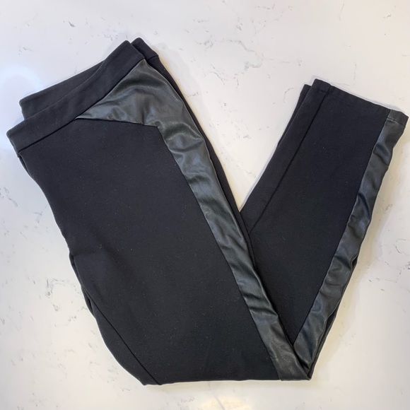 Ann Taylor Pants - Ann Taylor Ponte Pant Faux Leather Panels Accent Jeans